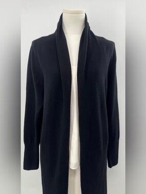 Quince 100% Cashmere Black Duster Sweater Long Open Cardigan